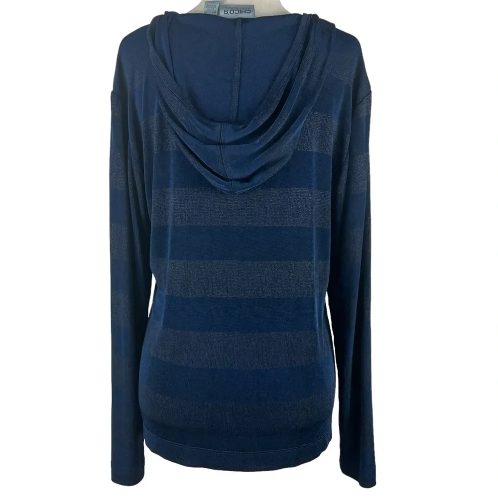 CHICO'S TRAVELERS HOODED PULLOVER V-NECK - Picture 2 of 11